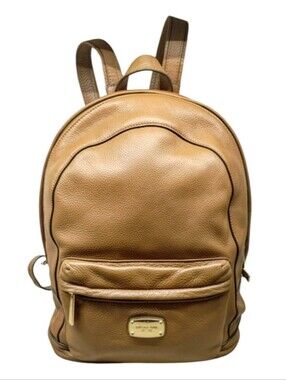 Michael Kors Tan Pebbled Leather Backpack with Gold Hardware